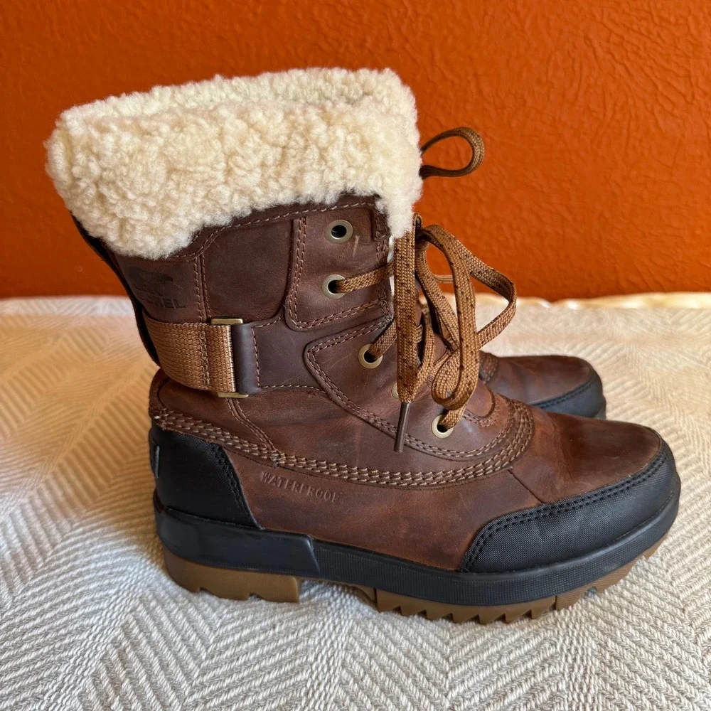 Sorel Tivoli IV Parc Waterproof Boots Brown Leather Shearling Women 6